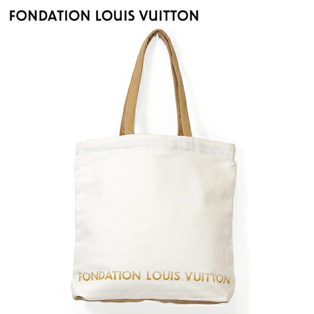 Louis Vuitton Tote Bag Museum Interior Pockets Canvas Fondation Cream